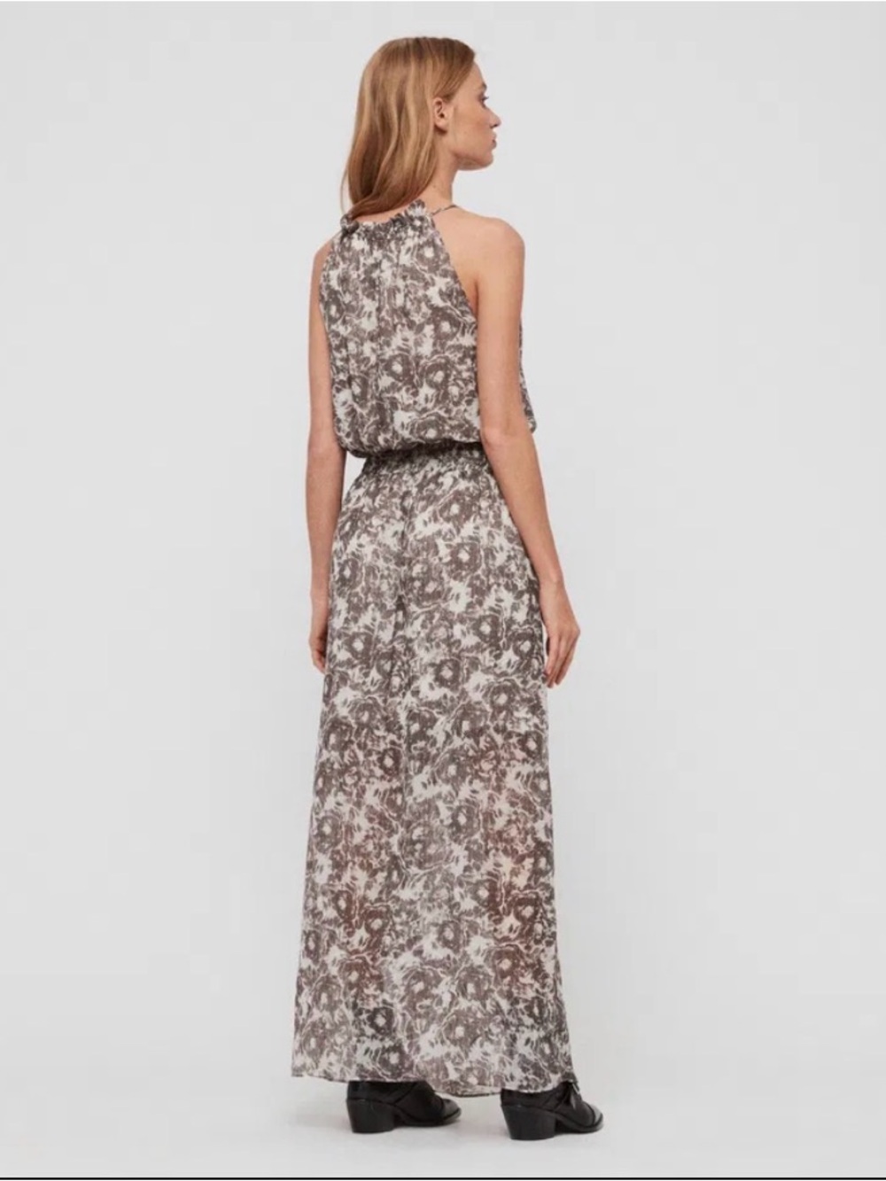 All Saints Nylah Rosa Sleeveless Floral Maxi Dress in Gray and White - Picture 3 of 16